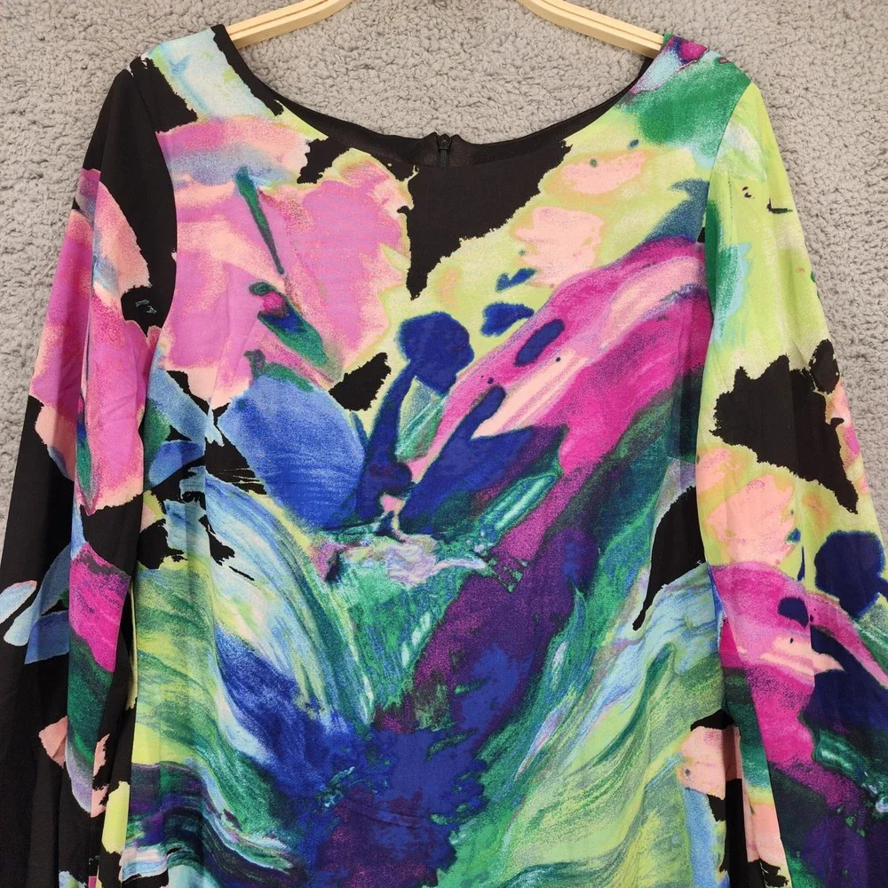 Donna Ricco Size 10 Floral Print Dress Long Sleeve Colorful‎ Party Cocktail - Picture 6 of 16